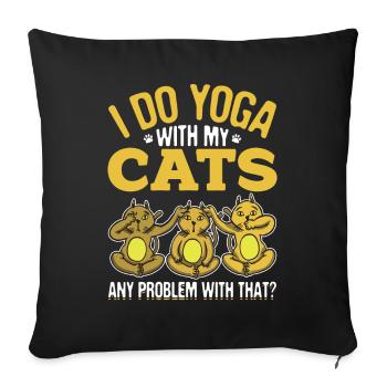 Yoga and cats meditate Namaste gift - Sofa pillowcase 17,3'' x 17,3'' (45 x 45 cm) - black - Front