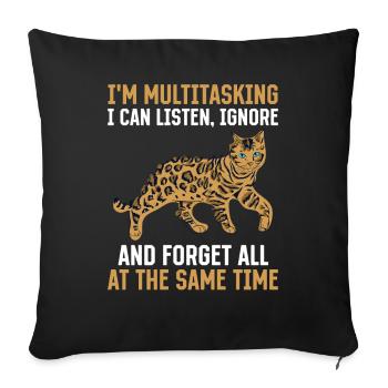 Multitâche pour chat Ignorer les propriétaires de chats - Housse de coussin décorative 45 x 45 cm - noir - Devant