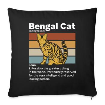 Bengal Cat Noun Vintage Cat Mama Cat Daddy - Housse de coussin décorative 45 x 45 cm - noir - Devant
