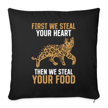 Cats Wordplay Claw Heart Then Food Gift - Sofa pillowcase 17,3'' x 17,3'' (45 x 45 cm) - black - Front