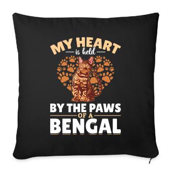 Herz Gehört Bengal Katze Geschenk Samtpfote - Sofakissenbezug 45 x 45 cm - Schwarz - Vorne