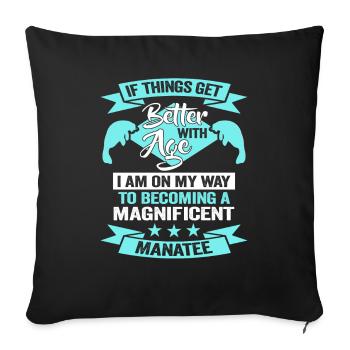 Cold Nose Warm Heart Manatee chubby manatee - Sofa pillowcase 17,3'' x 17,3'' (45 x 45 cm) - black - Front