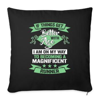 Running Runner Birthday Running Jogging - Sofa pillowcase 17,3'' x 17,3'' (45 x 45 cm) - black - Front