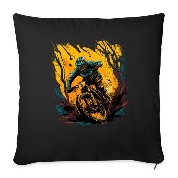 Cool mountain bike downhill design for MTB fans - Sofa pillowcase 17,3'' x 17,3'' (45 x 45 cm) - black - Front