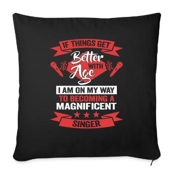 Singing singer birthday musician - Sofa pillowcase 17,3'' x 17,3'' (45 x 45 cm) - black - Front