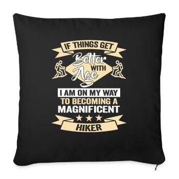 Hiker Birthday Mountaineer Outdoor - Sofa pillowcase 17,3'' x 17,3'' (45 x 45 cm) - black - Front
