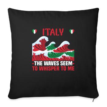 Italie vacances à la plage au bord de la mer Design beach motif - Housse de coussin décorative 45 x 45 cm - noir - Devant