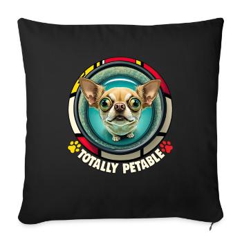 Dog Cartoon Chihuahua Design pour les amoureux des chiens - Housse de coussin décorative 45 x 45 cm - noir - Devant