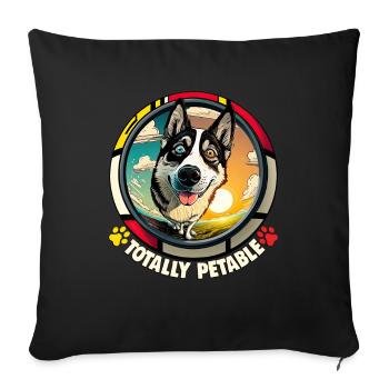 Hunde Cartoon Huskie Design für Hundeliebhaber - Sofakissenbezug 45 x 45 cm - Schwarz - Vorne