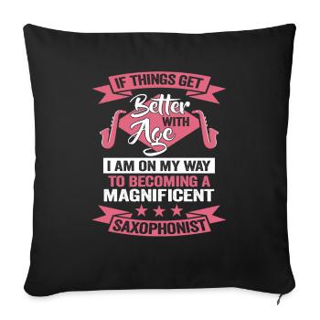 Saxophonist birthday Saxophone player Musician - Sofa pillowcase 17,3'' x 17,3'' (45 x 45 cm) - black - Front