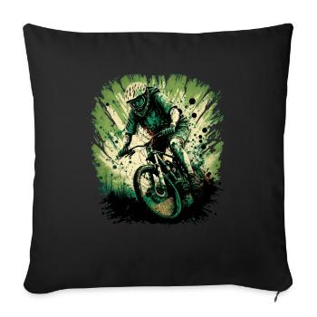 Cool mountain bike downhill design for MTB fans - Sofa pillowcase 17,3'' x 17,3'' (45 x 45 cm) - black - Front