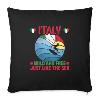 Italie vacances à la plage au bord de la mer Design beach motif - Housse de coussin décorative 45 x 45 cm - noir - Devant