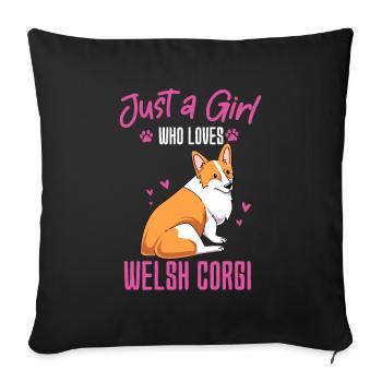 Corgi gallois - Housse de coussin décorative 45 x 45 cm - noir - Devant