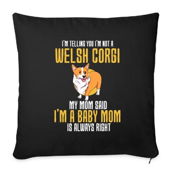 Corgi gallois - Housse de coussin décorative 45 x 45 cm - noir - Devant