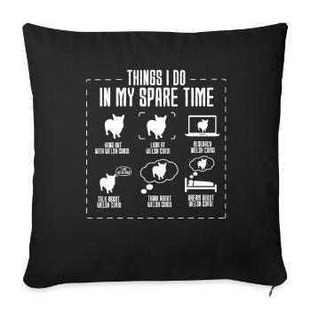 Corgi gallois - Housse de coussin décorative 45 x 45 cm - noir - Devant
