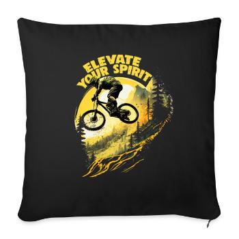 Cool mountain bike downhill design for MTB fans - Sofa pillowcase 17,3'' x 17,3'' (45 x 45 cm) - black - Front