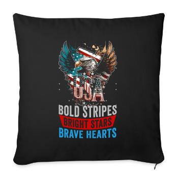 American Patriotic USA Design - Sofa pillowcase 17,3'' x 17,3'' (45 x 45 cm) - black - Front