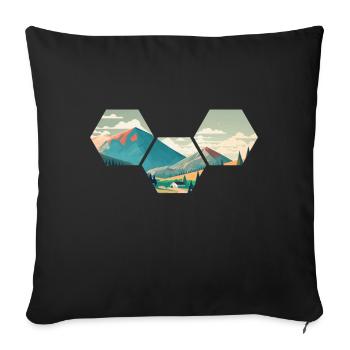 Mountain Geometry Hexagon Nature Outdoor - Sofa pillowcase 17,3'' x 17,3'' (45 x 45 cm) - black - Front