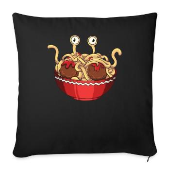 Fliegendes Spaghettimonster FSM Pastafari Pastafar - Sofakissenbezug 45 x 45 cm - Schwarz - Vorne