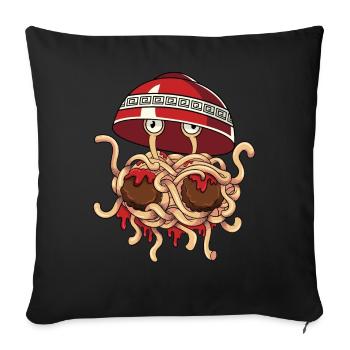 Fliegendes Spaghettimonster FSM Pastafarian Pastaf - Sofakissenbezug 45 x 45 cm - Schwarz - Vorne