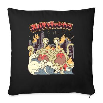 Fliegendes Spaghettimonster Kaiju Pastafari - Sofakissenbezug 45 x 45 cm - Schwarz - Vorne