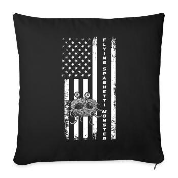 Flying Spaghetti Monster US Flag USA Pastafar - Sofa pillowcase 17,3'' x 17,3'' (45 x 45 cm) - black - Front