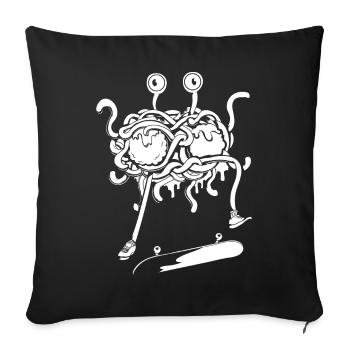 Skateboarding Flying Spaghetti Monster - Sofakissenbezug 45 x 45 cm - Schwarz - Vorne