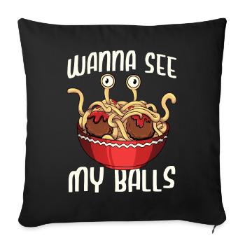 Spaghetti volant Monster FSM Pastafari Pastafar - Housse de coussin décorative 45 x 45 cm - noir - Devant