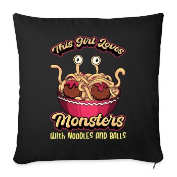 Flying Spaghetti Monster FSM Pastafari Pastafar - Sofa pillowcase 17,3'' x 17,3'' (45 x 45 cm) - black - Front