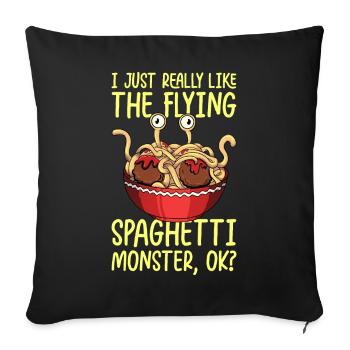 Spaghetti Volant Monster Pastafari Pastafari - Housse de coussin décorative 45 x 45 cm - noir - Devant
