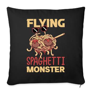 Fliegendes Spaghettimonster betupfen - Sofakissenbezug 45 x 45 cm - Schwarz - Vorne