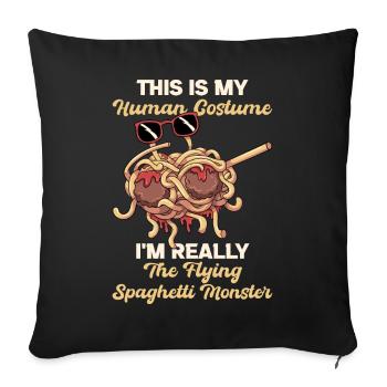 Dabbing Flying Spaghetti Monsters Pastafarian - Housse de coussin décorative 45 x 45 cm - noir - Devant