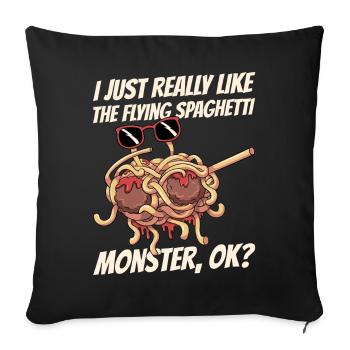 Dabbing Flying Spaghetti Monsters Pastafarian - Sofa pillowcase 17,3'' x 17,3'' (45 x 45 cm) - black - Front