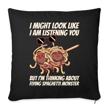 Tupfende fliegende Spaghettimonster Pastafarian - Sofakissenbezug 45 x 45 cm - Schwarz - Vorne
