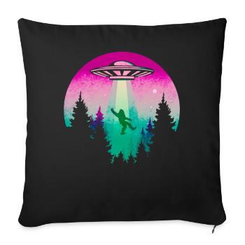 Cryptidcore Aesthetic Sasquatch Bigfoot UFO - Sofakissenbezug 45 x 45 cm - Schwarz - Vorne