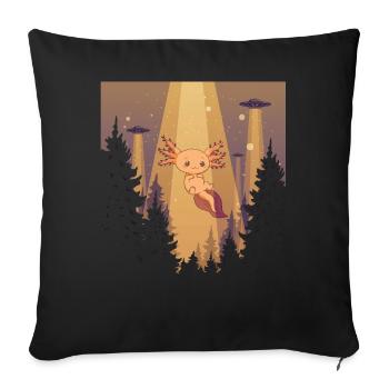 Cryptidcore Aesthetic Kawaii Axolotl UFO - Sofakissenbezug 45 x 45 cm - Schwarz - Vorne
