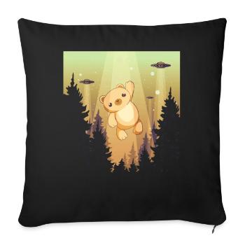 Cryptidcore Aesthetic Kawaii Bear UFO - Sofakissenbezug 45 x 45 cm - Schwarz - Vorne