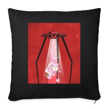 Cryptidcore Esthétique Lait de fraise UFO - Housse de coussin décorative 45 x 45 cm - noir - Devant