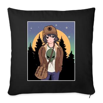 Cryptidcore Aesthetic Anime Girl Cryptid - Sofakissenbezug 45 x 45 cm - Schwarz - Vorne