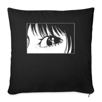 Cryptidcore Aesthetic Anime Eyes Alien - Sofa pillowcase 17,3'' x 17,3'' (45 x 45 cm) - black - Front
