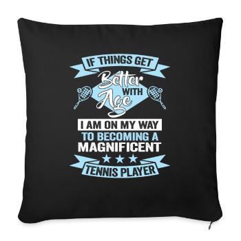 Tennis Instructor Birthday Tennis Player Club - Sofa pillowcase 17,3'' x 17,3'' (45 x 45 cm) - black - Front