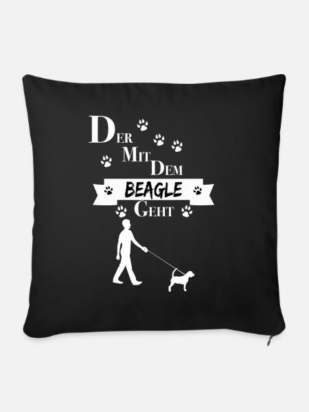 Der mit dem Beagle geht - Sofakissenbezug 45 x 45 cm - Schwarz