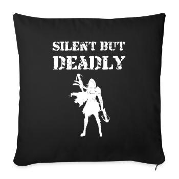Arbalète silencieuse mais mortelle Tir à l’arc - Housse de coussin décorative 45 x 45 cm - noir - Devant