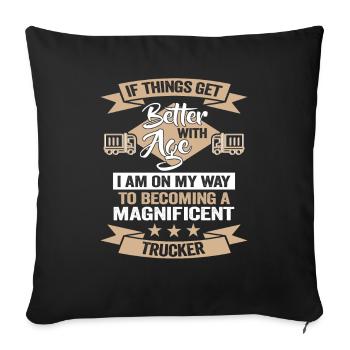 Trucker Birthday Long-Distance Driver Truck Driver - Sofa pillowcase 17,3'' x 17,3'' (45 x 45 cm) - black - Front