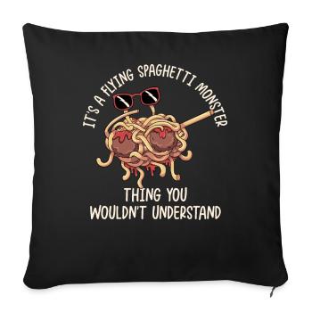 Dabbing Flying Spaghetti Monsters Pastafarian - Sofa pillowcase 17,3'' x 17,3'' (45 x 45 cm) - black - Front