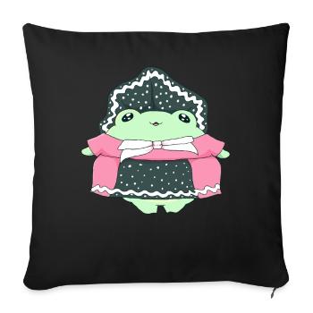 Angura Kei Esthétique japonaise foncée Grenouille Kawaii - Housse de coussin décorative 45 x 45 cm - noir - Devant