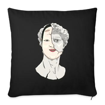 Angura Kei Dark Japanese Aesthetic Noh Mask - Sofa pillowcase 17,3'' x 17,3'' (45 x 45 cm) - black - Front