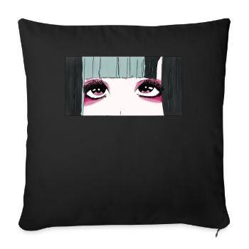 Angura Kei Dark Japanese Esthétique Anime Girl Eyes - Housse de coussin décorative 45 x 45 cm - noir - Devant