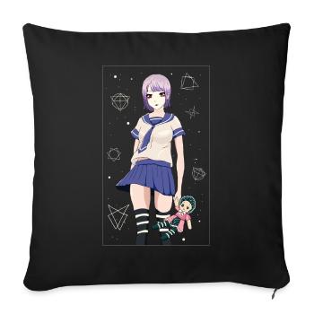 Angura Kei Dark Japanese Aesthetic - Sofa pillowcase 17,3'' x 17,3'' (45 x 45 cm) - black - Front