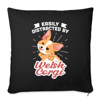 Corgi gallois - Housse de coussin décorative 45 x 45 cm - noir - Devant